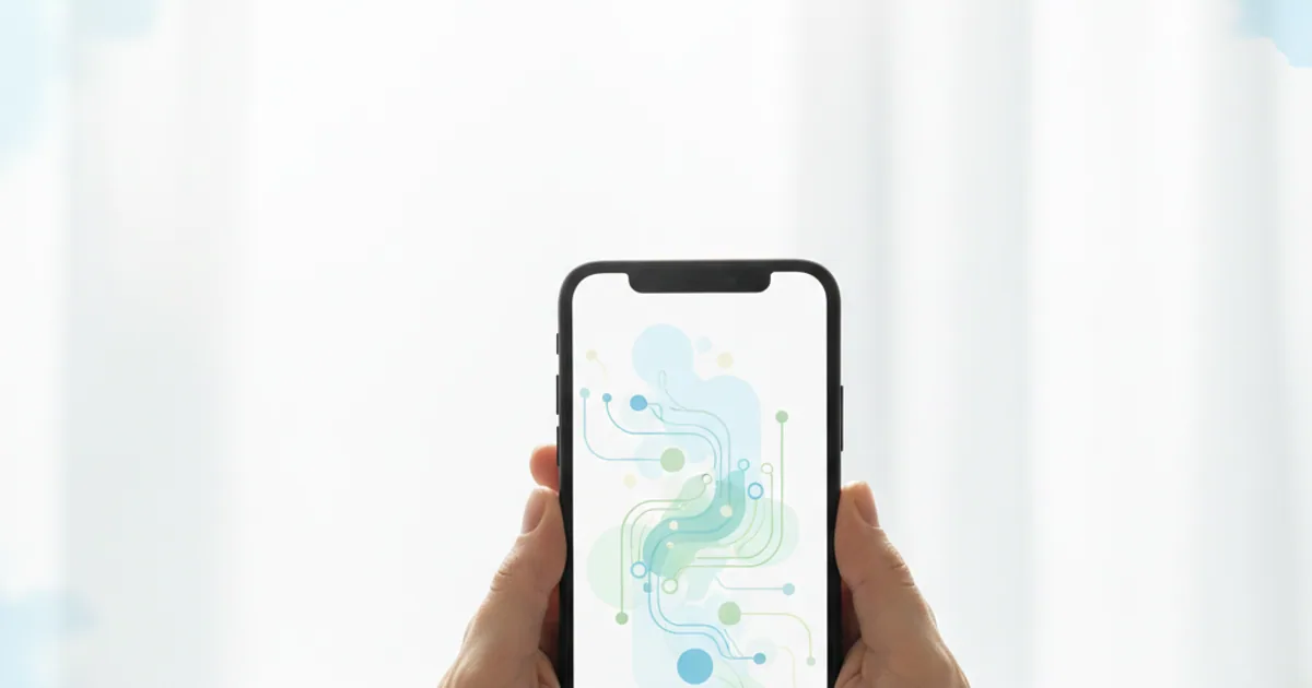 A phone held vertically showing a single full-screen video, with a faint stack of more videos implied below it.